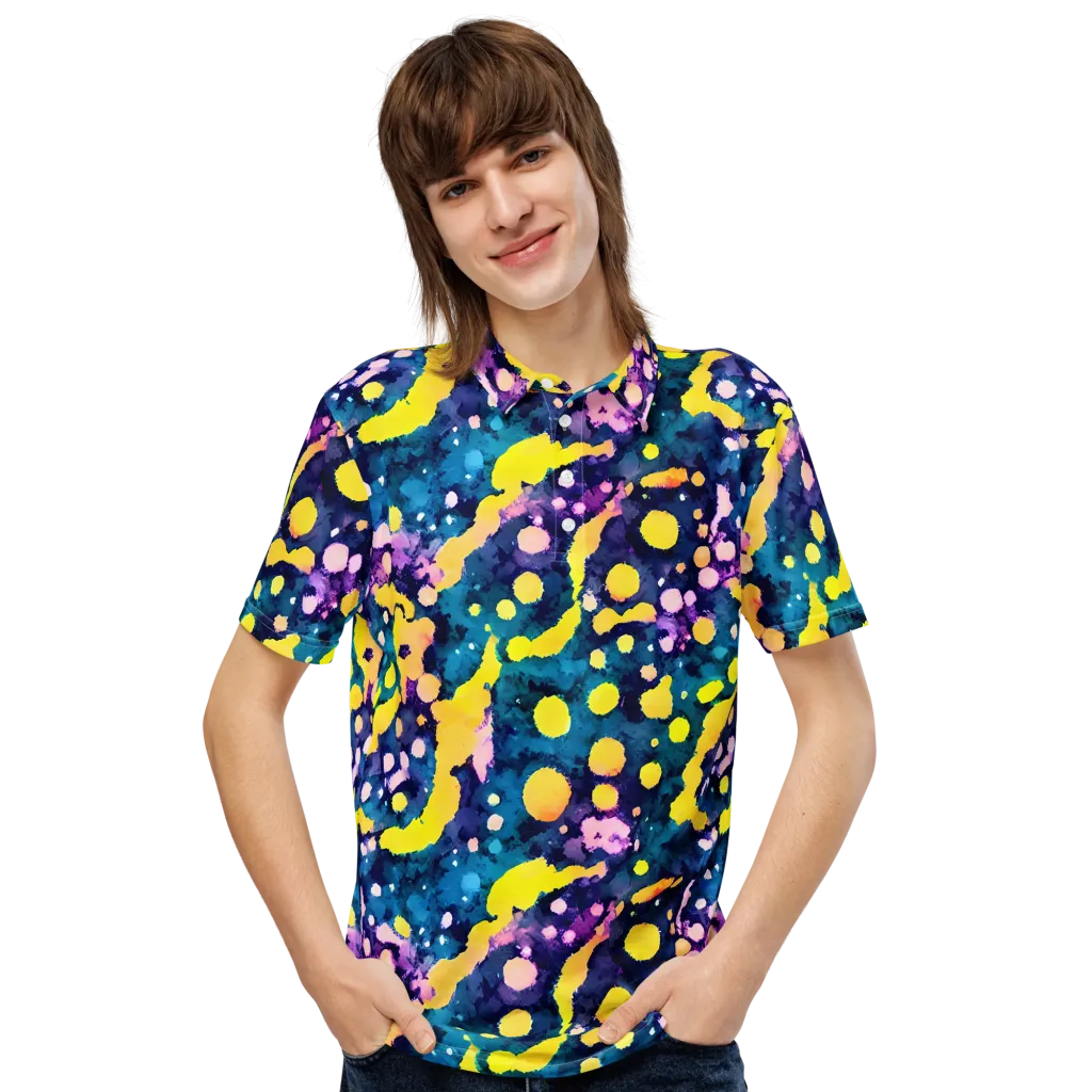 Ink Galaxy on Men's Slim Fit Polo Shirt — Front