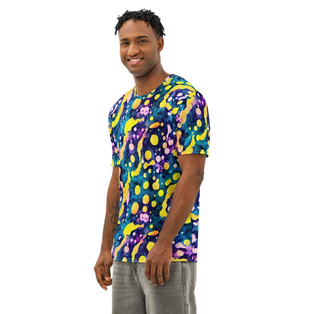 Ink Galaxy on Men's Cotton Crew Neck T-Shirt — Left Front