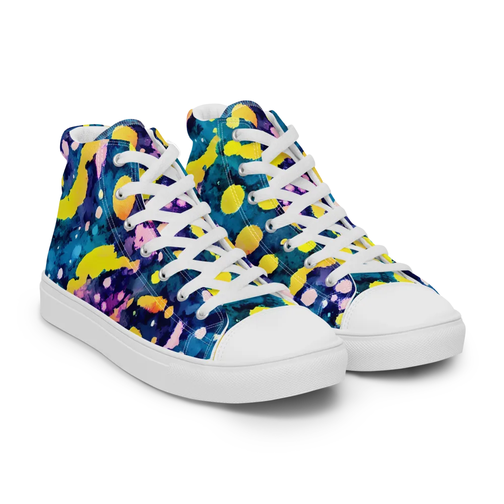 Ink Galaxy on Men's High Top Canvas Shoes — Right Front