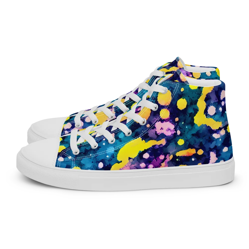 Ink Galaxy on Men's High Top Canvas Shoes — Left