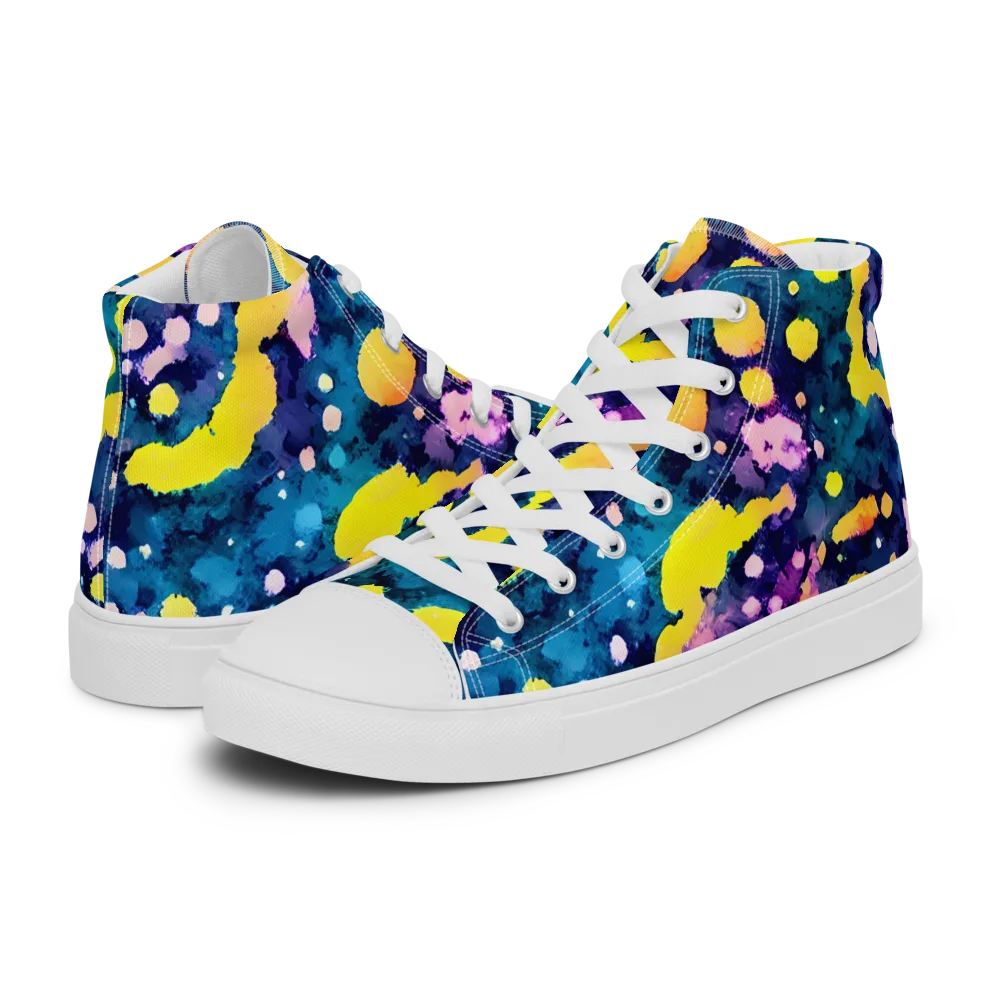 Ink Galaxy on Men's High Top Canvas Shoes — Left
