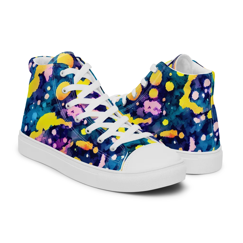 Ink Galaxy on Men's High Top Canvas Shoes — Right