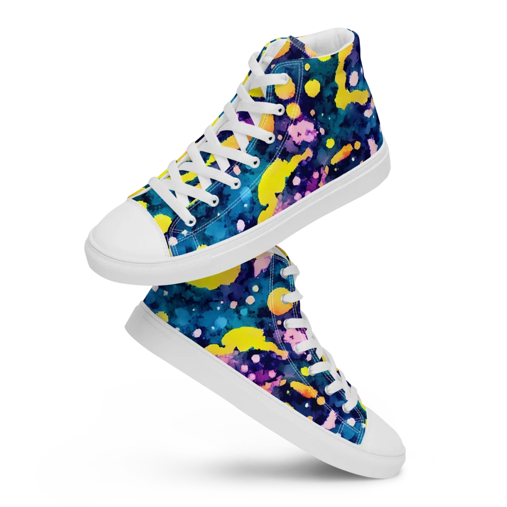 Ink Galaxy on Men's High Top Canvas Shoes — Front