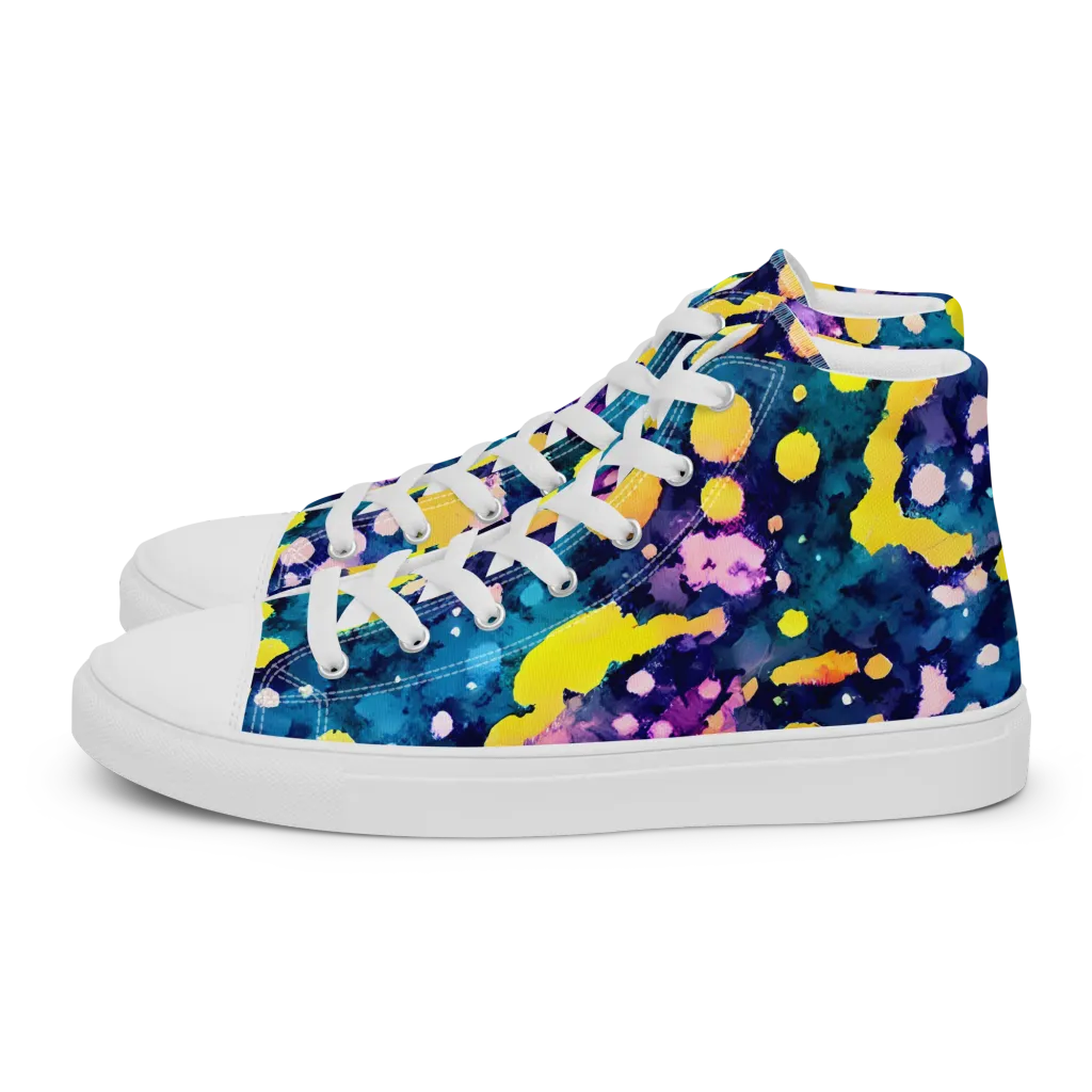 Ink Galaxy on Women's High Top Canvas Shoes — Left