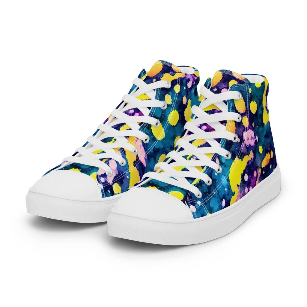 Ink Galaxy on Women's High Top Canvas Shoes — Left Front