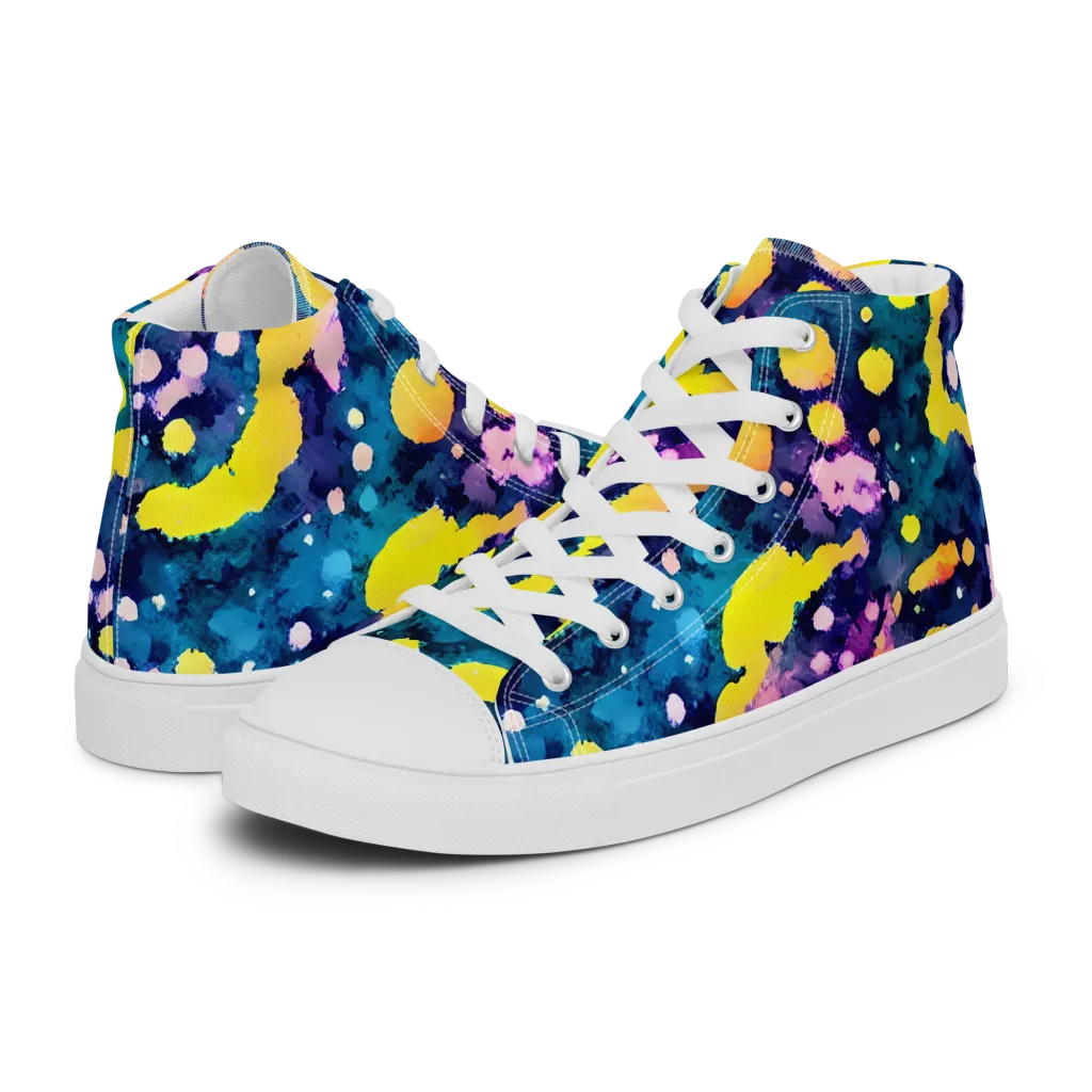 Ink Galaxy on Women's High Top Canvas Shoes — Left