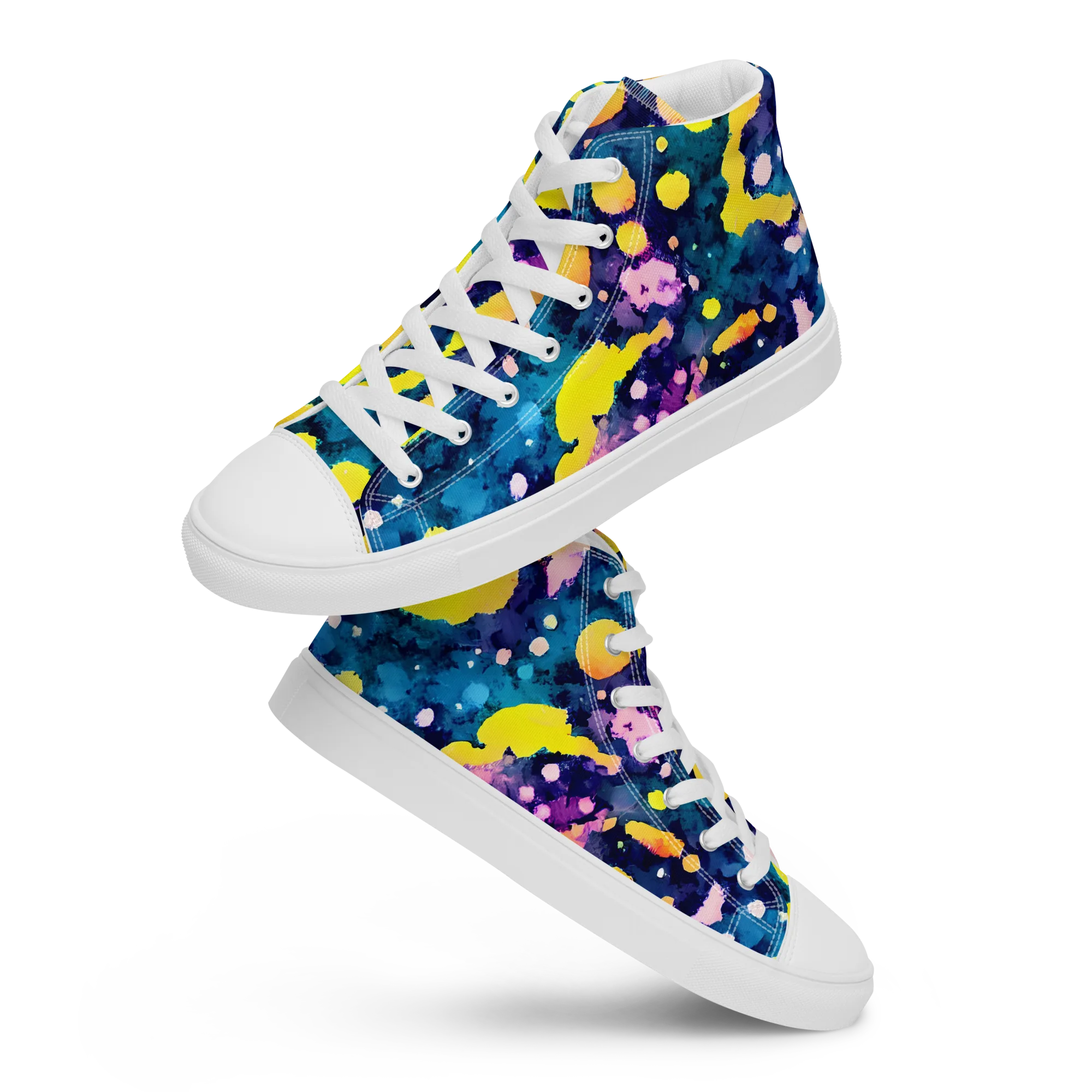 Ink Galaxy on Women's High Top Canvas Shoes — Front