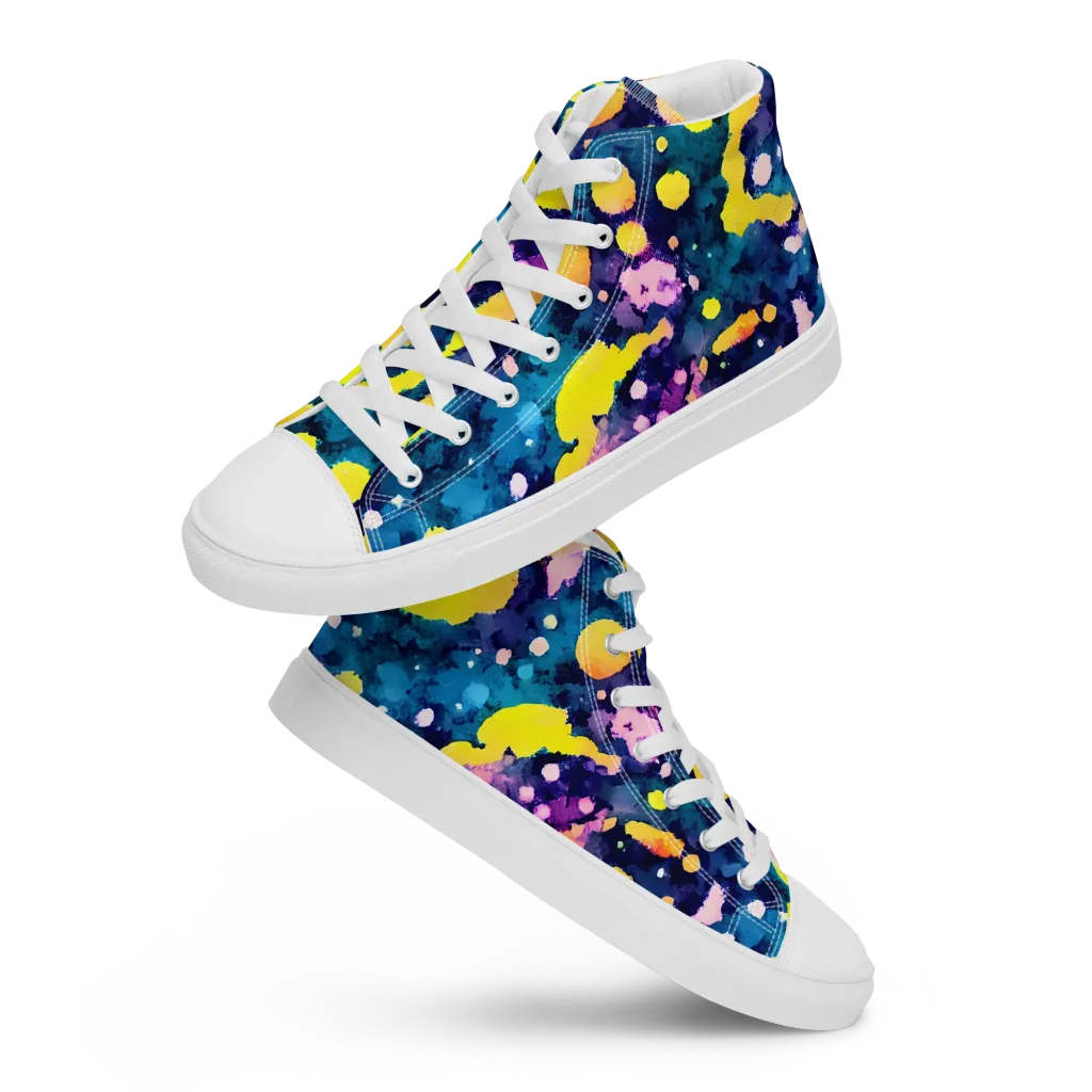 Ink Galaxy on Women's High Top Canvas Shoes — Front