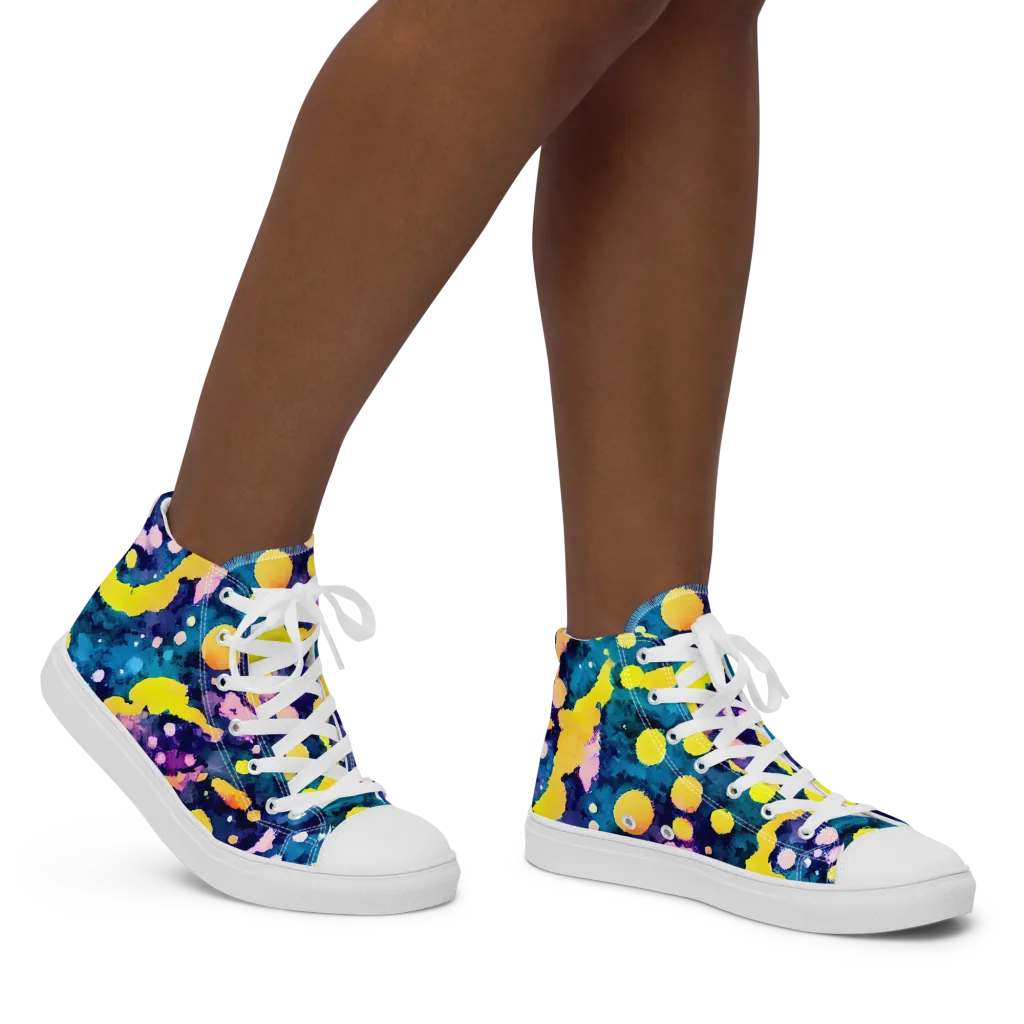 Ink Galaxy on Women's High Top Canvas Shoes — Right