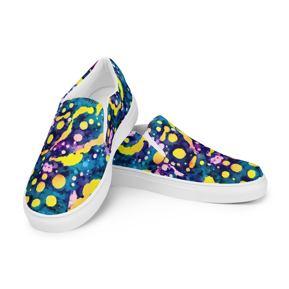 Ink Galaxy on Men's Slip-On Canvas Shoes — Left Front