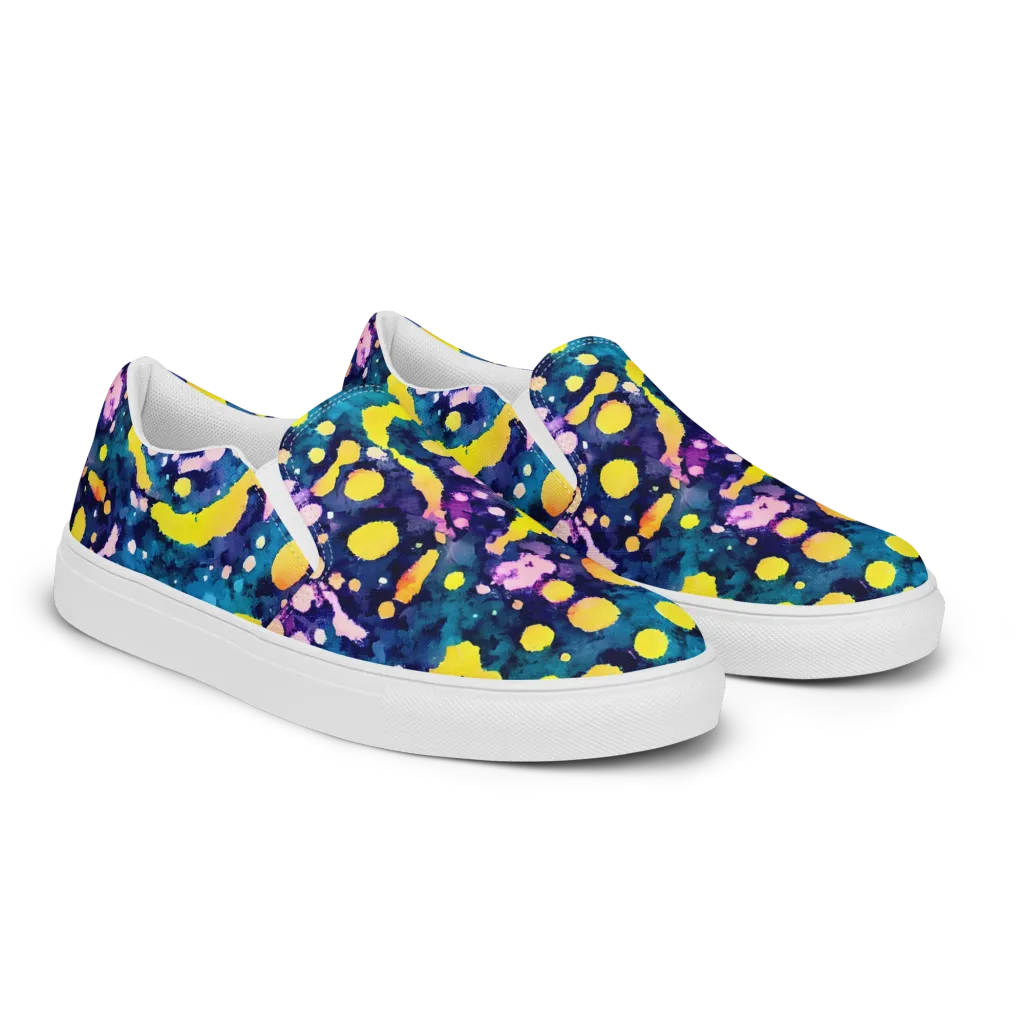 Ink Galaxy on Women's Slip-On Canvas Shoes — Right Front