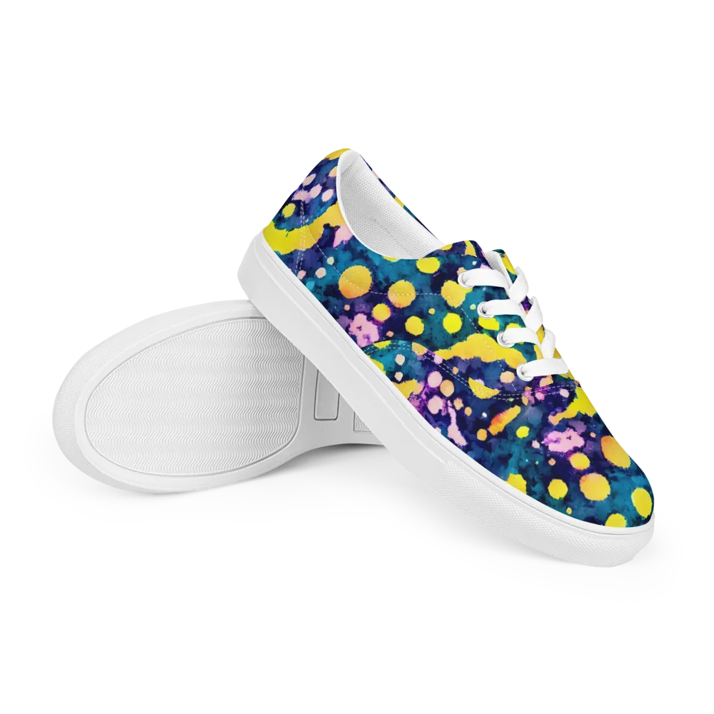 Ink Galaxy on Men's Lace-Up Canvas Shoes — Right Front