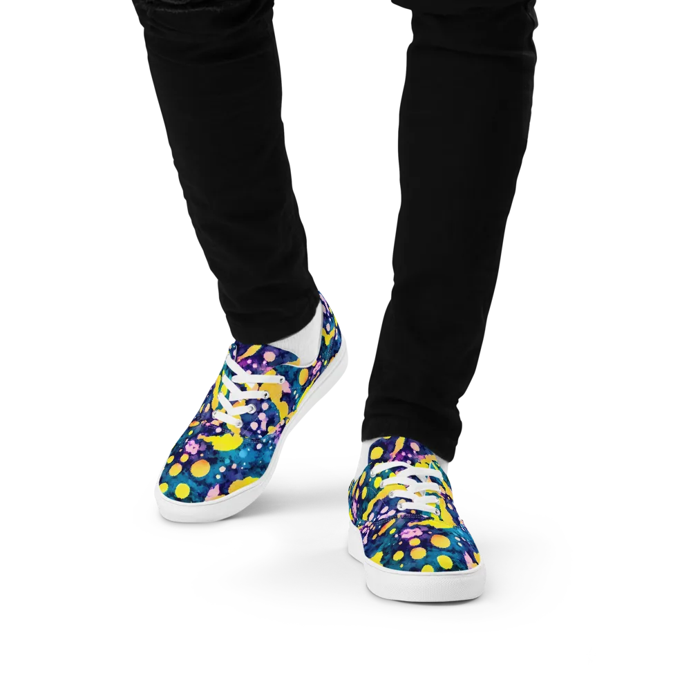 Ink Galaxy on Men's Lace-Up Canvas Shoes — Front