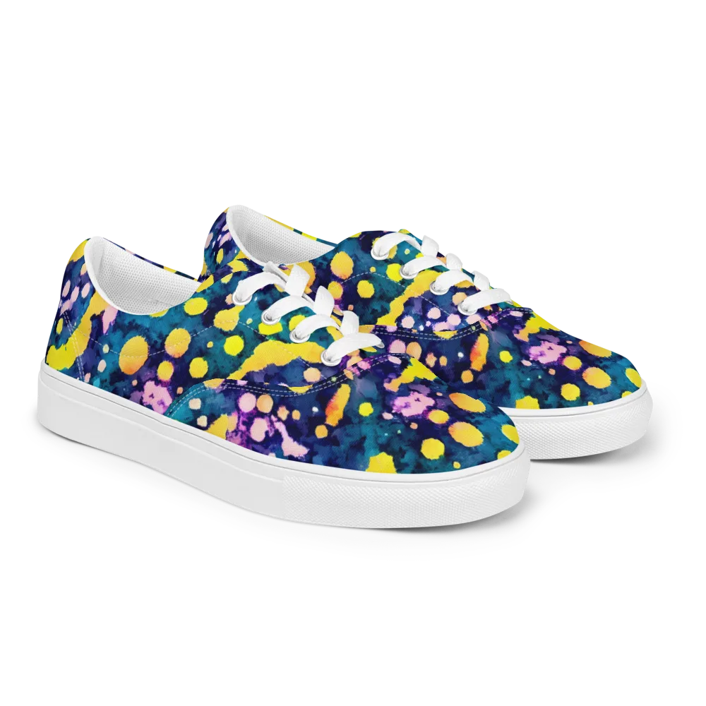 Ink Galaxy on Men's Lace-Up Canvas Shoes — Right Front