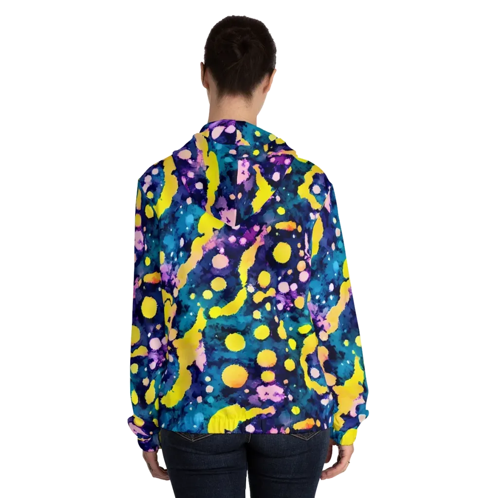 Ink Galaxy on Women's Full-Zip Hoodie — Back On Person