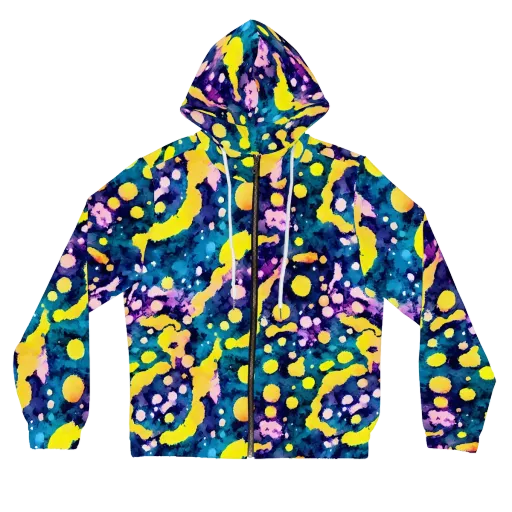 Ink Galaxy on a Women's Full-Zip Hoodie