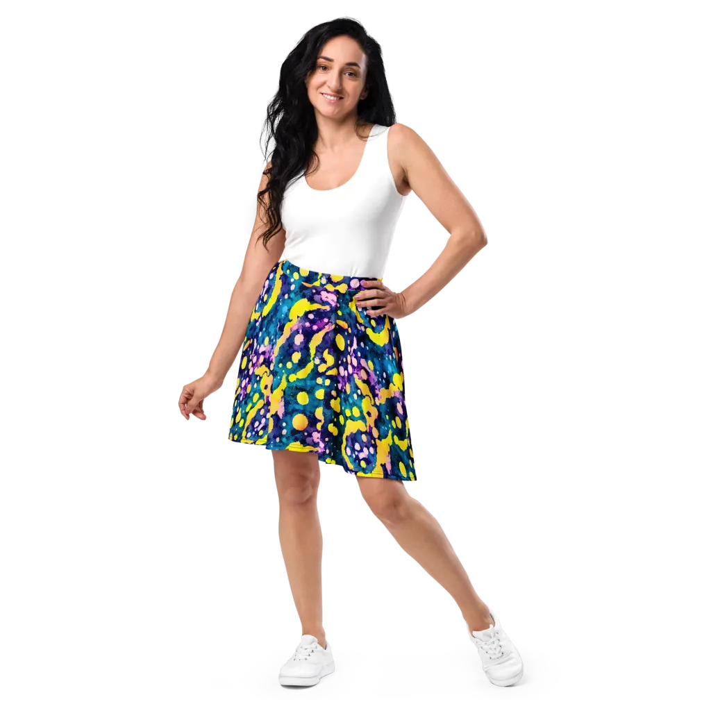 Ink Galaxy on Skater Skirt — Front