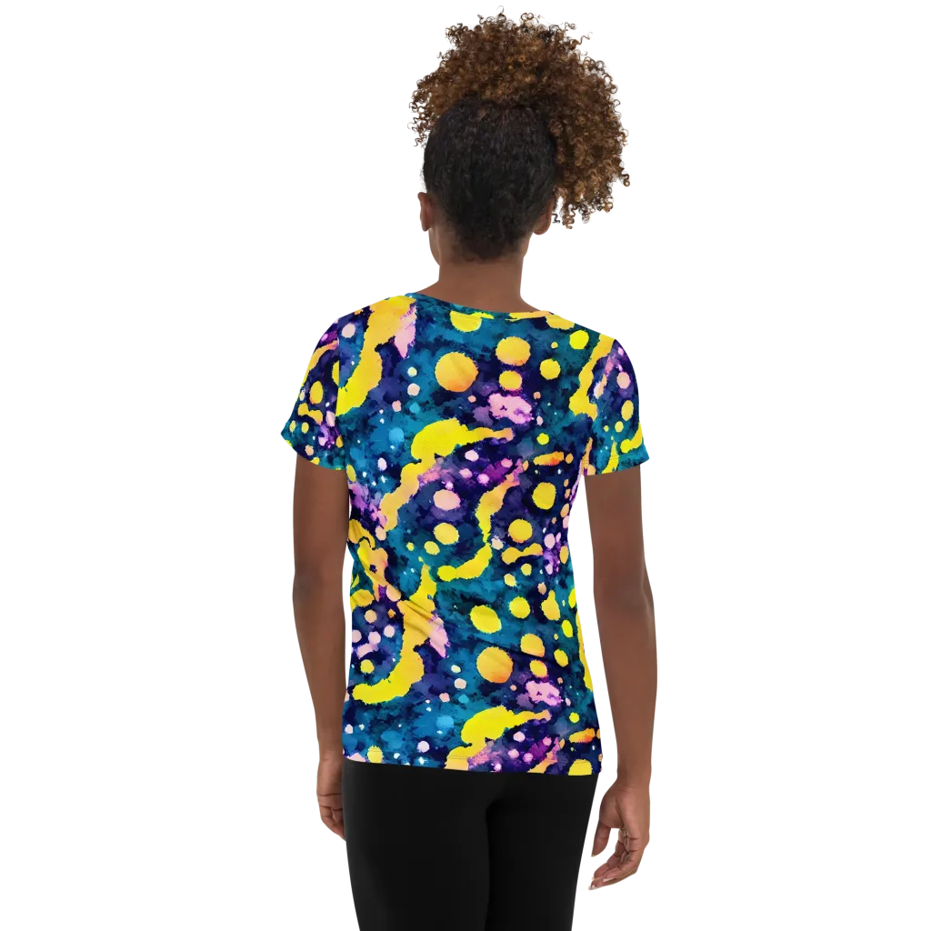 Ink Galaxy on Women's Athletic T-Shirt — Back