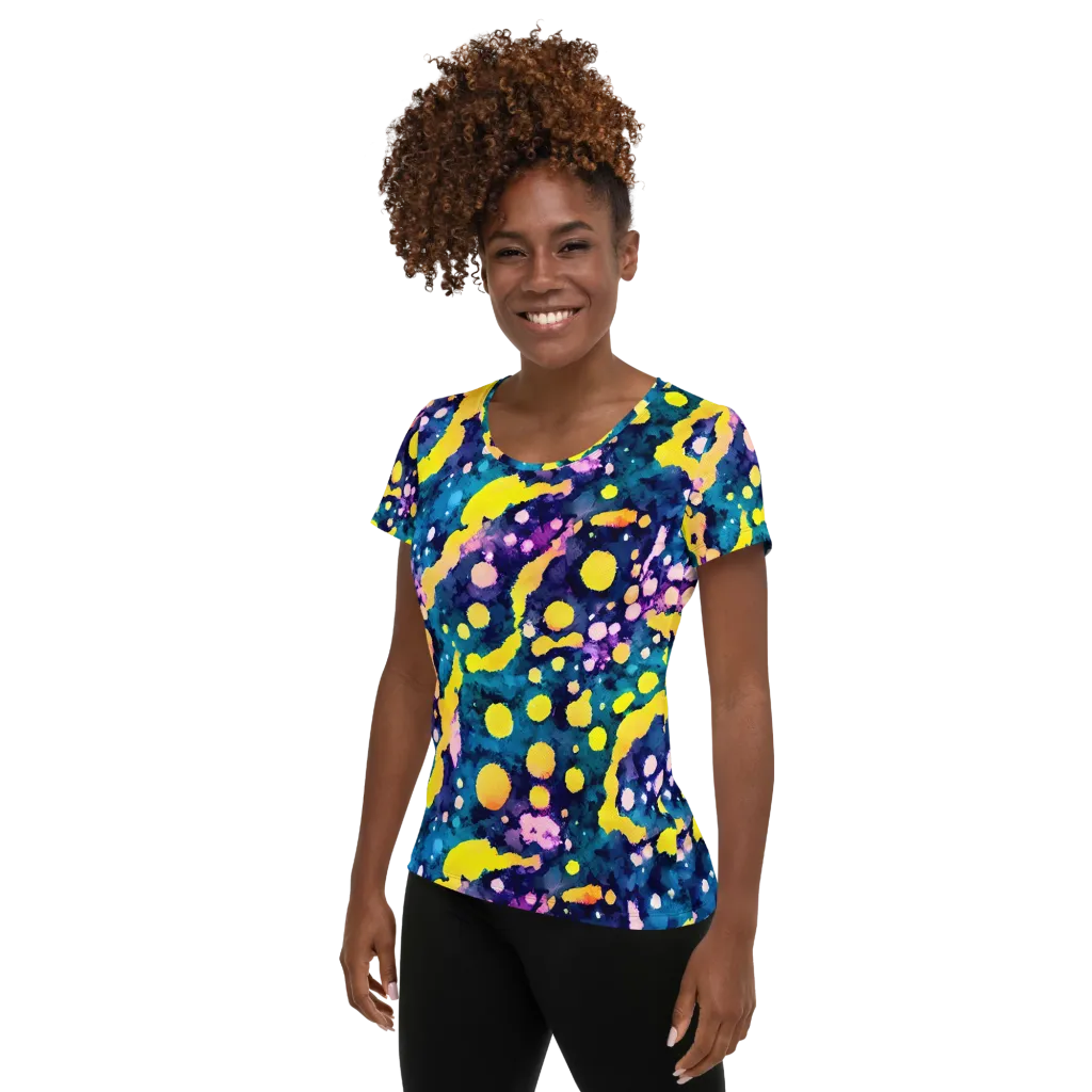 Ink Galaxy on Women's Athletic T-Shirt — Left