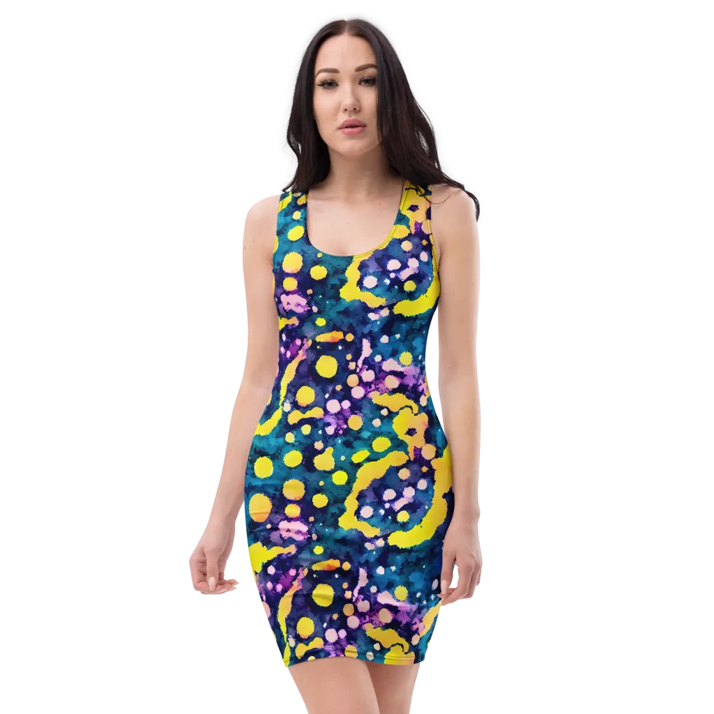 Ink Galaxy on Bodycon Dress — Front