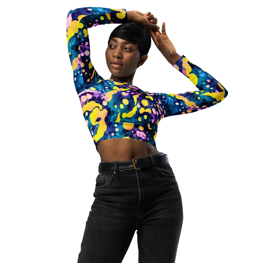 Ink Galaxy on Long Sleeve Crop Top — Front