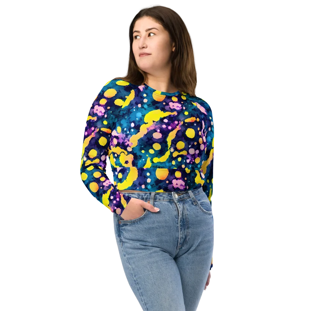 Ink Galaxy on Long Sleeve Crop Top — Front