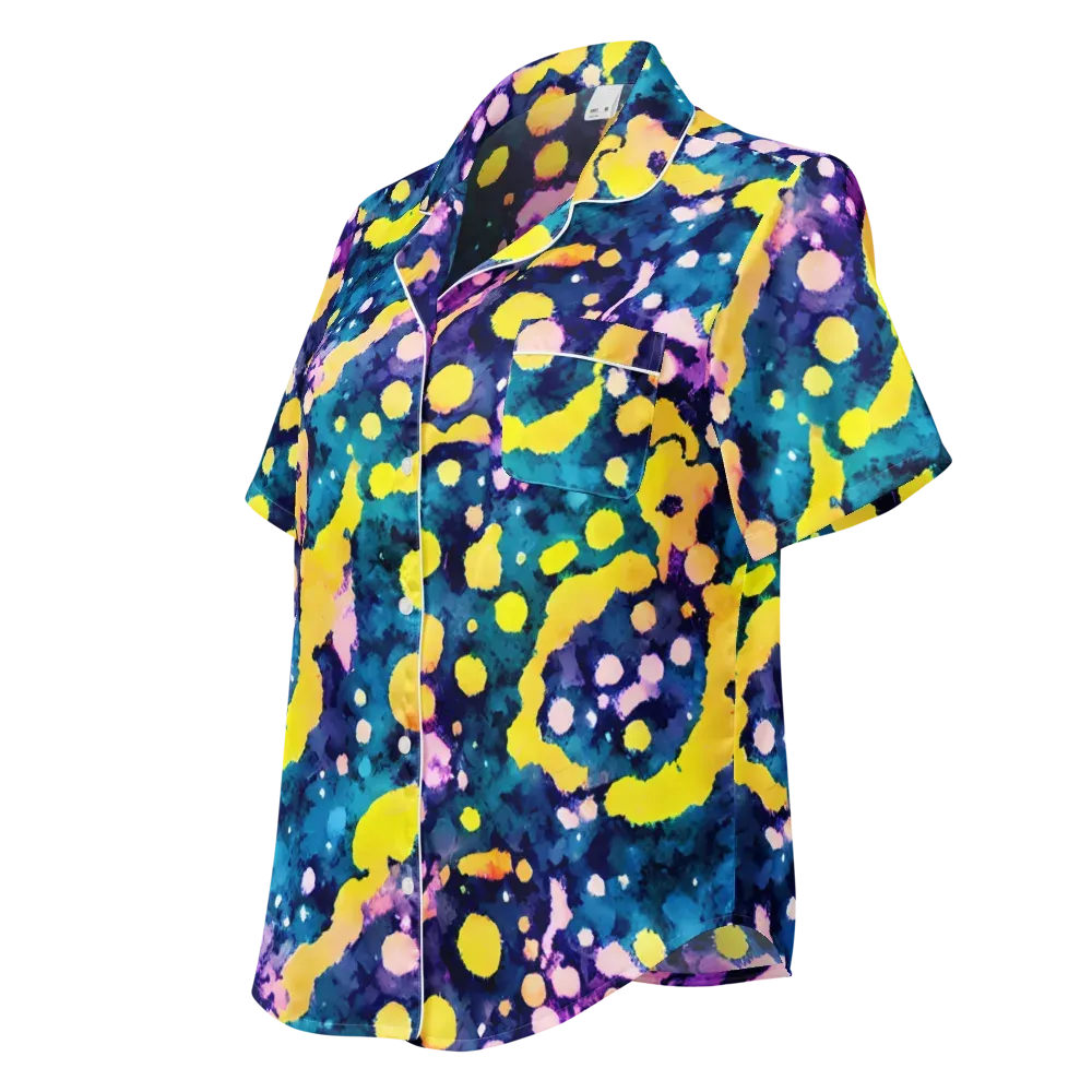 Ink Galaxy on Women's Short Sleeve Pajama Top — Left Front