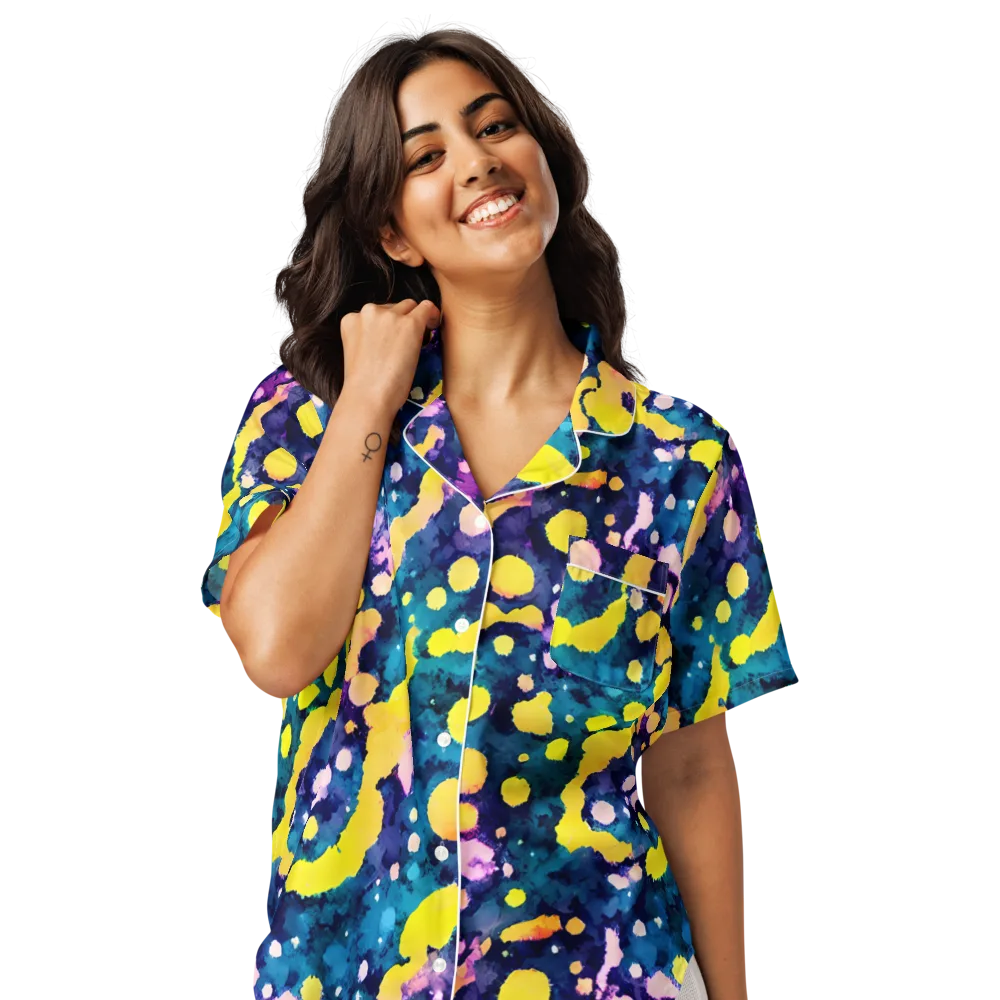 Ink Galaxy on Women's Short Sleeve Pajama Top — Front