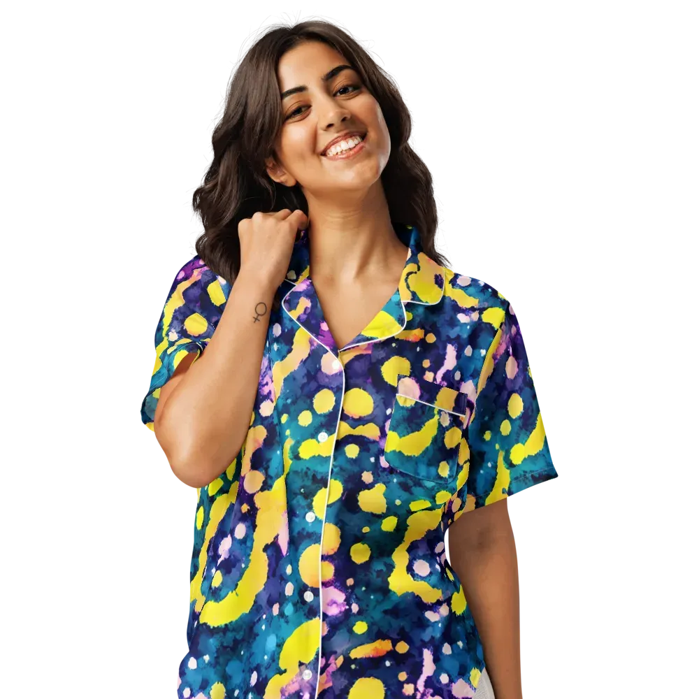 Ink Galaxy on Women's Short Sleeve Pajama Top — Front