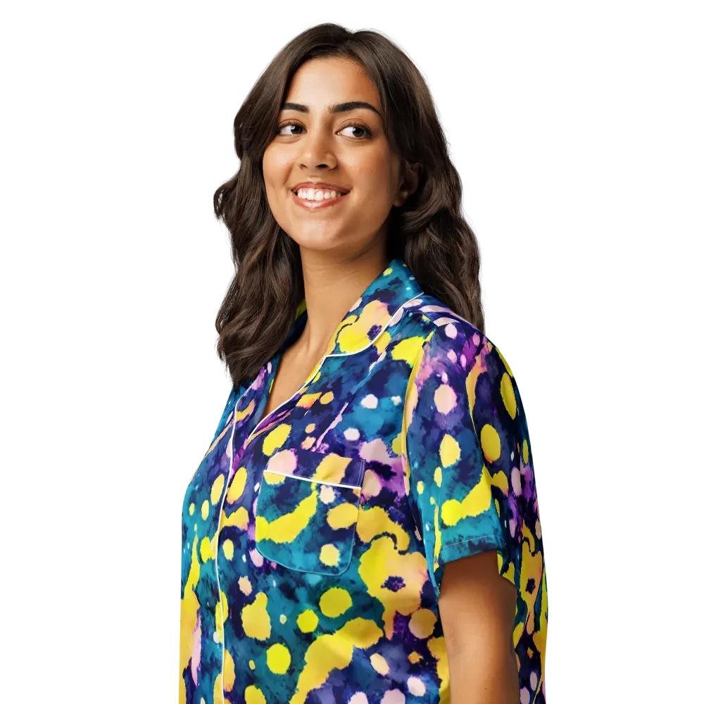 Ink Galaxy on Women's Short Sleeve Pajama Top — Left Front