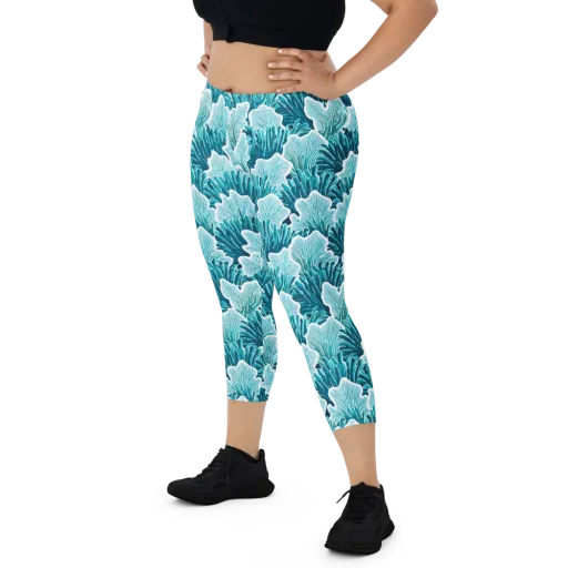 Azure Coral on a Capri Leggings