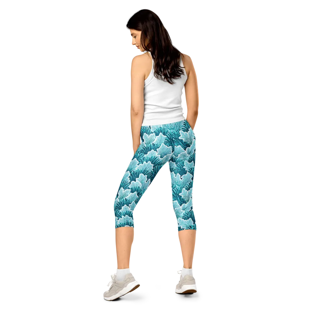 Azure Coral on Capri Leggings — Back
