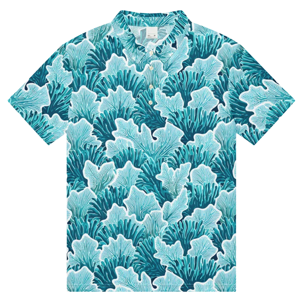 Azure Coral on Men's Slim Fit Polo Shirt — Front