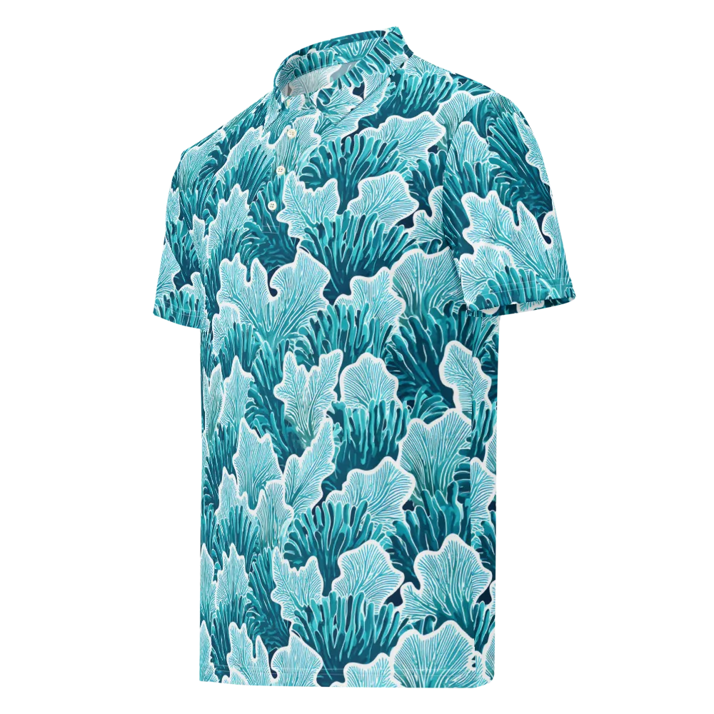 Azure Coral on Men's Slim Fit Polo Shirt — Left Front