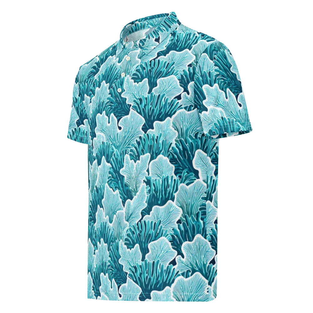 Azure Coral on Men's Slim Fit Polo Shirt — Left Front