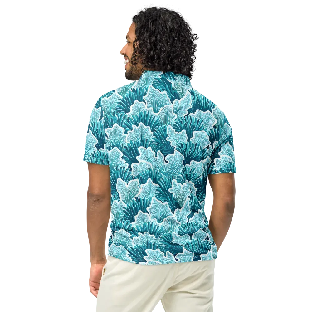 Azure Coral on Men's Slim Fit Polo Shirt — Back