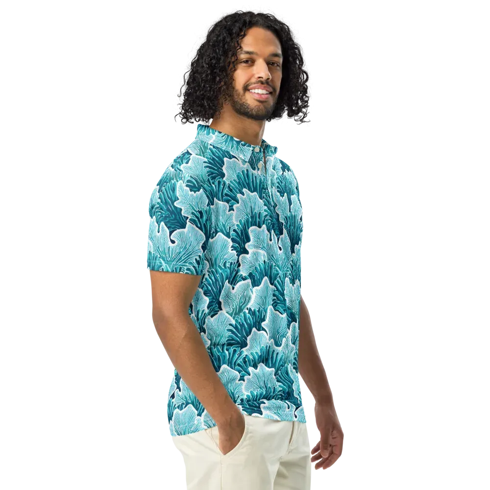 Azure Coral on Men's Slim Fit Polo Shirt — Right Front