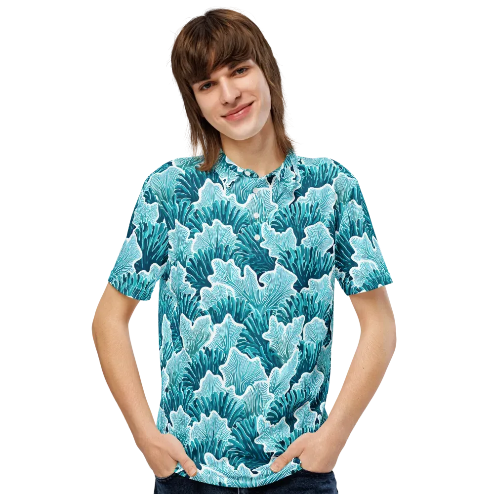 Azure Coral on Men's Slim Fit Polo Shirt — Front