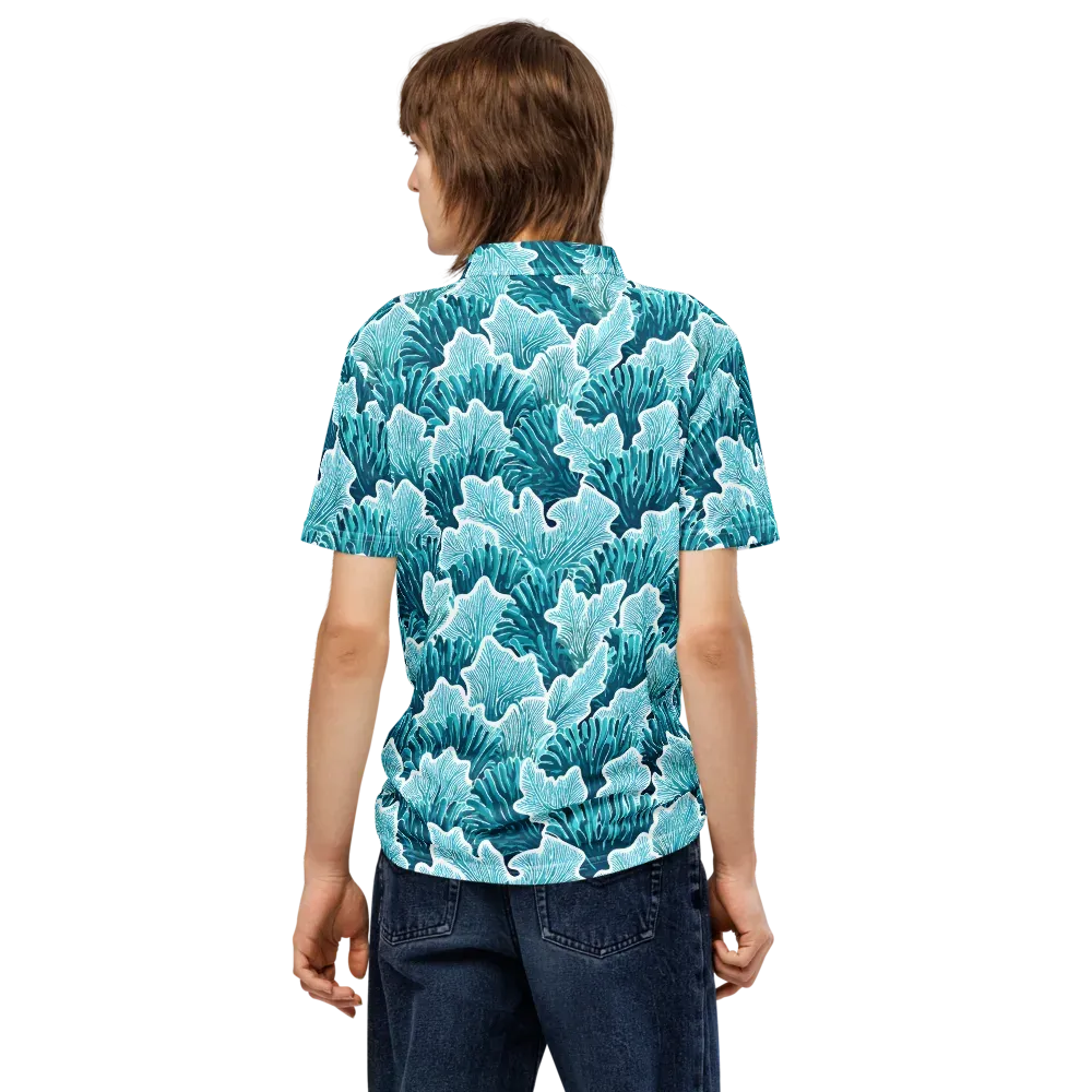 Azure Coral on Men's Slim Fit Polo Shirt — Back