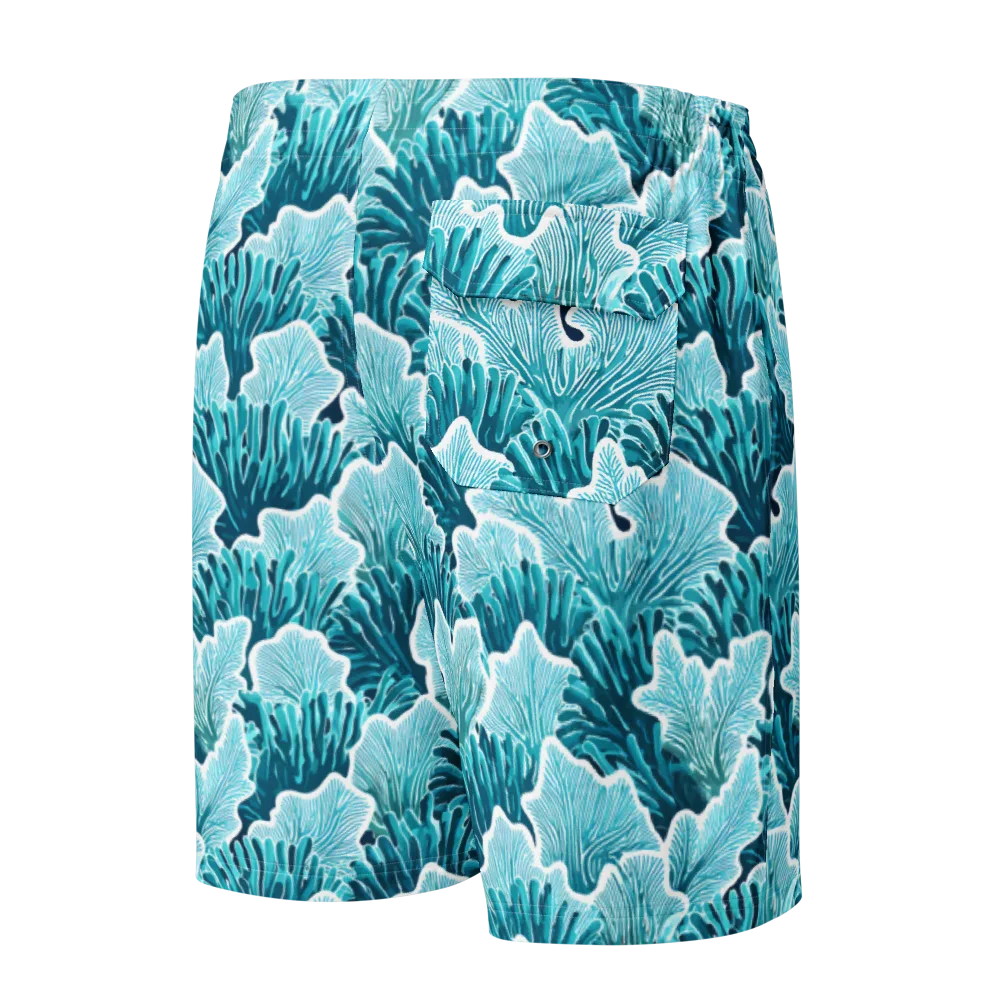 Azure Coral on Men's Board Shorts — Back