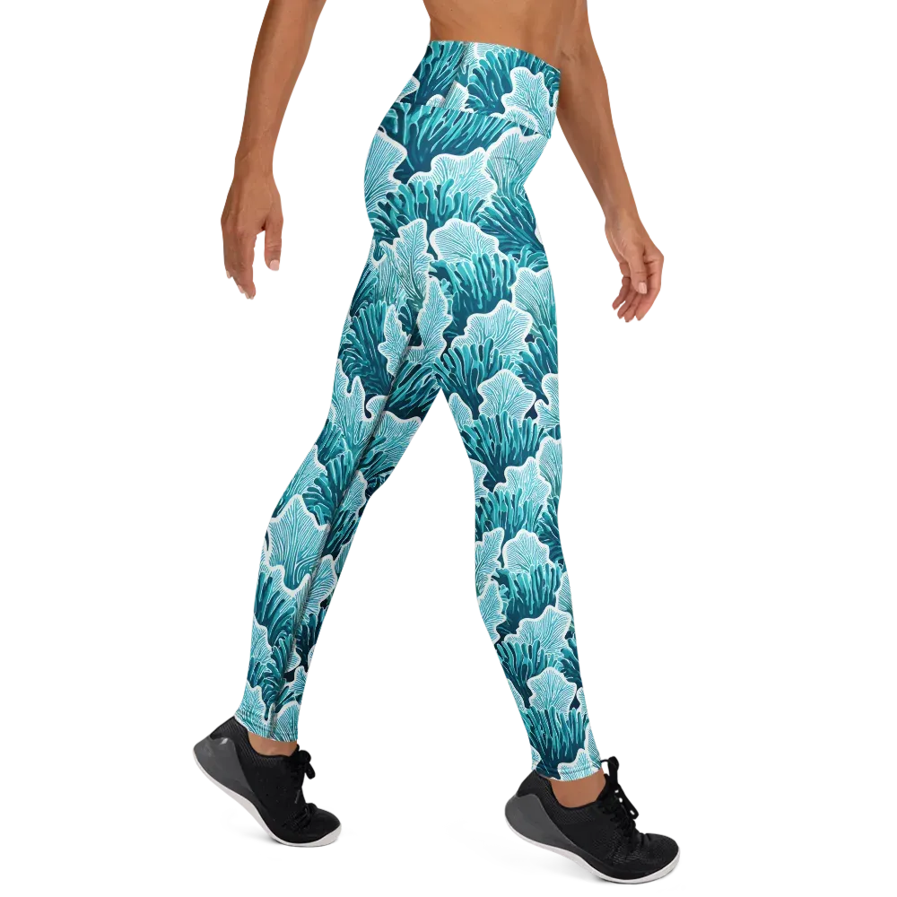 Azure Coral on Yoga Leggings — Right