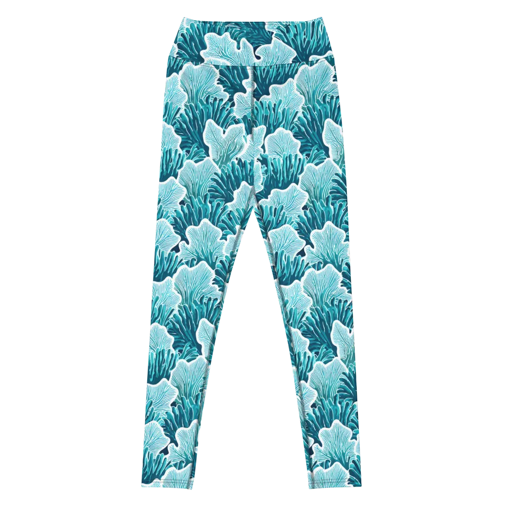 Azure Coral on Yoga Leggings — Front