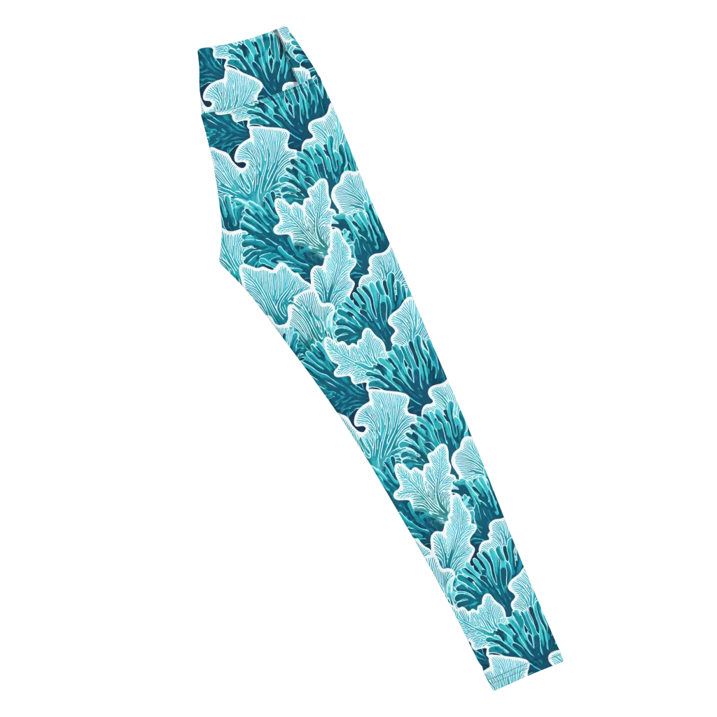 Azure Coral on Yoga Leggings — Right