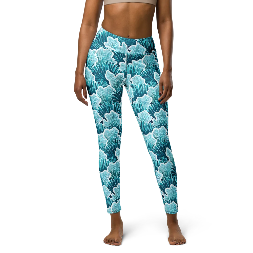 Azure Coral on Yoga Leggings — Front