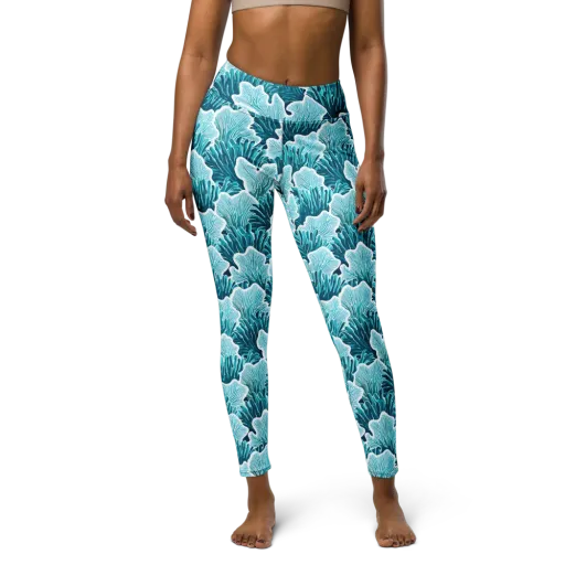 Azure Coral on a Yoga Leggings