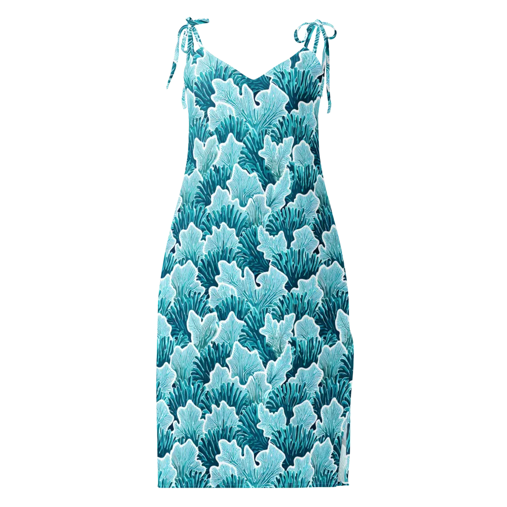 Azure Coral on Slip Dress — Front