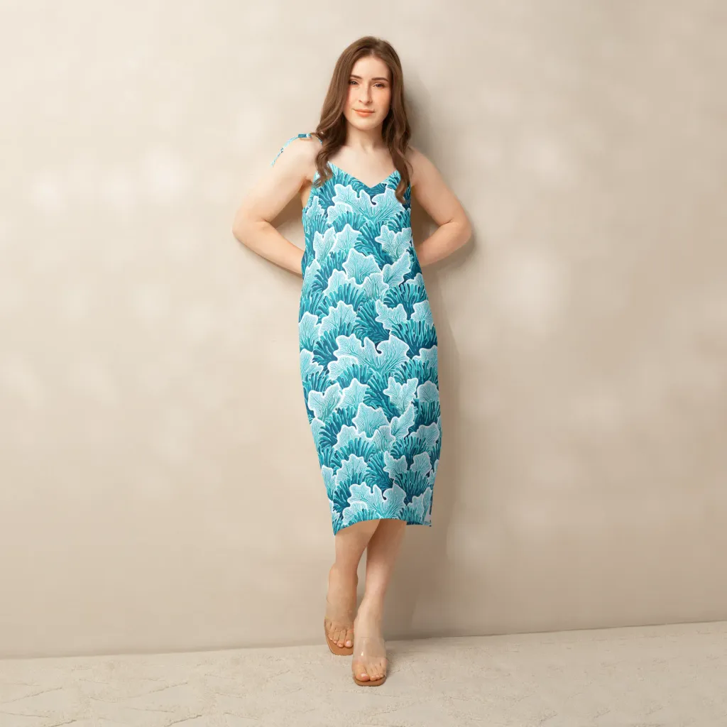 Azure Coral on Slip Dress — Front