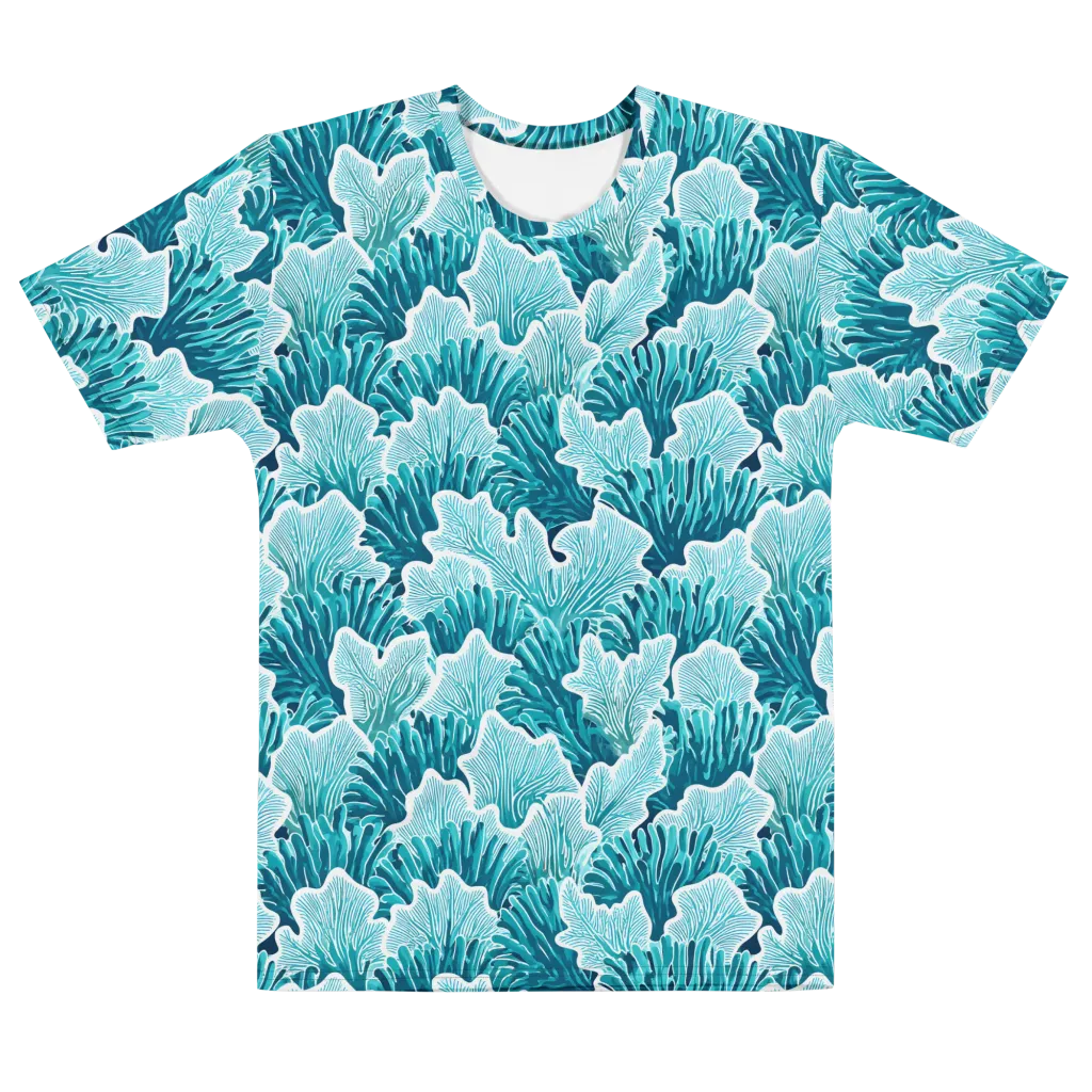 Azure Coral on Men's Cotton Crew Neck T-Shirt — Front