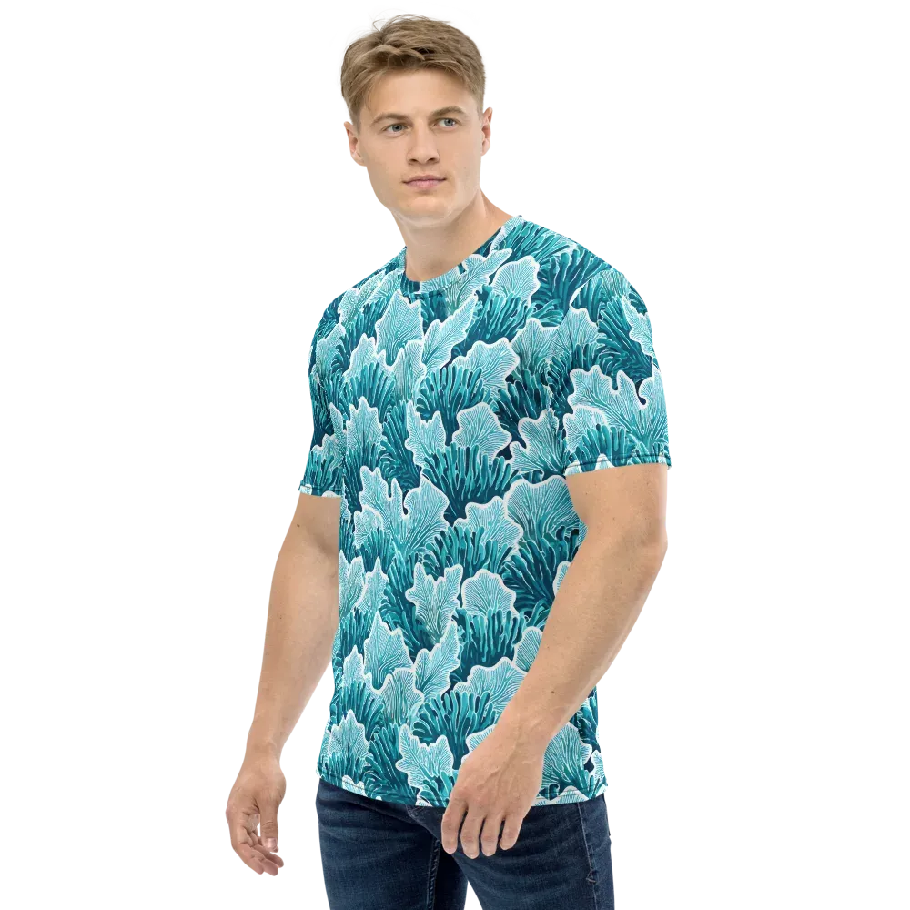 Azure Coral on Men's Crew Neck T-Shirt — Left