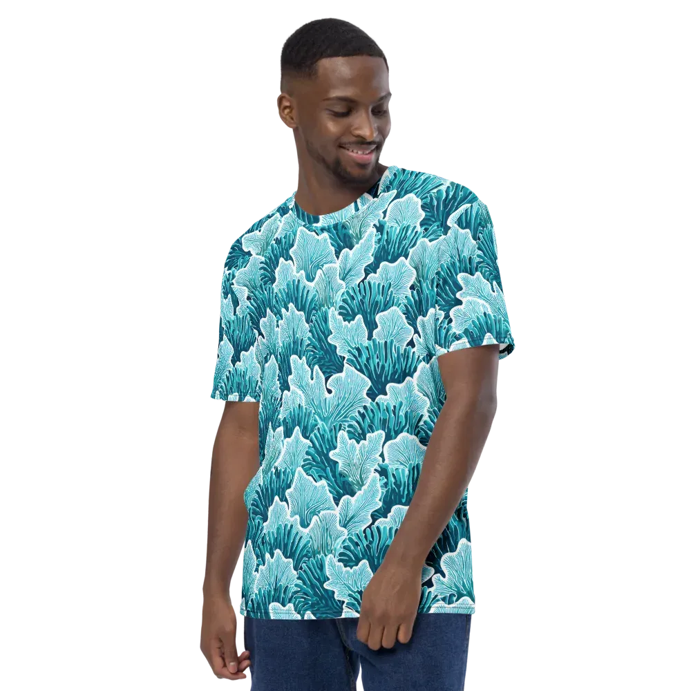 Azure Coral on Men's Crew Neck T-Shirt — Left